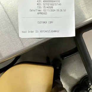 Part of the receipt for the transaction that the problem employee rang up