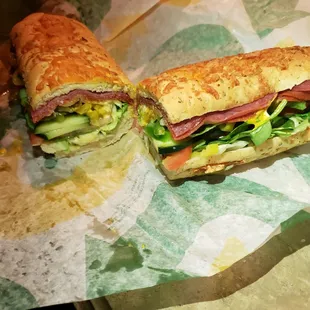 a sub sandwich cut in half