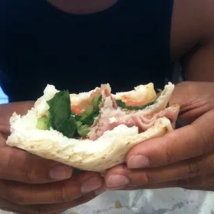 Flatbread breakfast sandwich