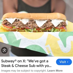 Advertisement for steak n cheese