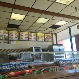 the interior of a subway restaurant