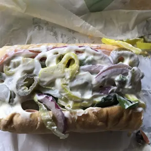 She forgot the cheese and slopped a ton of mayo over the top. This is far from the Subway I get from other places.