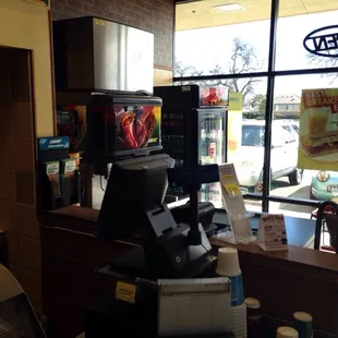 the inside of a fast food restaurant