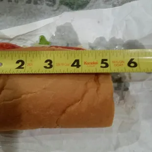 5 inch sub at subway, paid for a 6 inch sub.