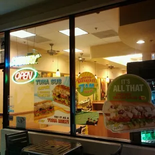 a view of the inside of a subway restaurant