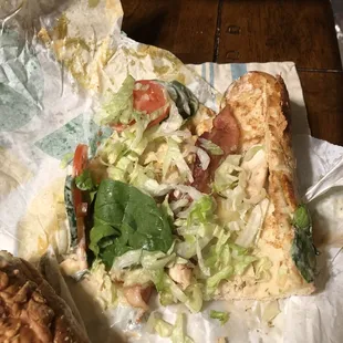 This is exactly what I received when I opened up my sandwich. Chicken bacon ranch, yummy!