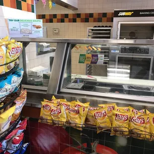a view of a deli counter in a subway