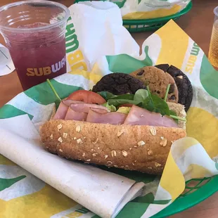 Black Forest Ham on 9grain honey oat w/three cookies