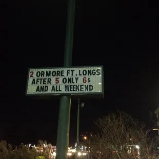 a sign that reads 2 or more ft long after s only 66 and all weekend