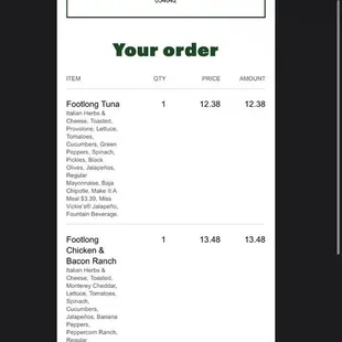 My emailed receipt of the order