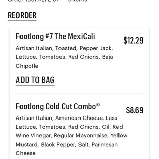 Receipt subway pick up 07:45