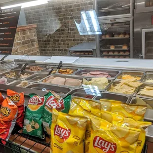 a variety of food items on display