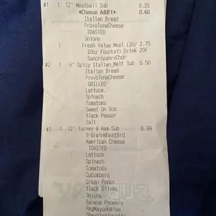 #1 made incorrectly;  #2 did not get at all;  #3 one correctly made by cashier lady and another incorrectly made with #2's vegs &amp; sauce