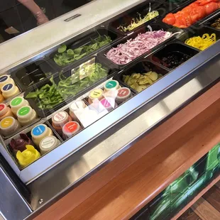 a variety of food items on display