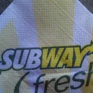 the subway fresh logo on a napkin