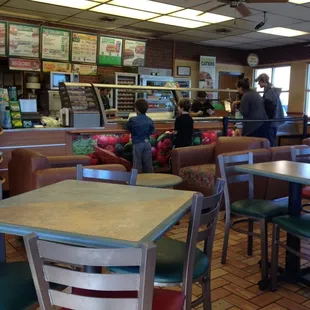 the interior of a subway restaurant