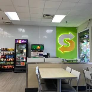 Clean bright space to sit and eat