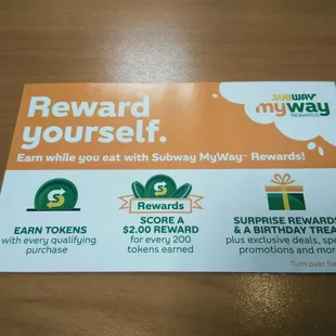 Subway Myway Rewards