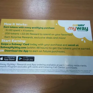 Subway Myway Rewards