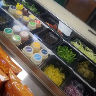 a variety of food items on display