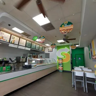 the interior of a subway restaurant