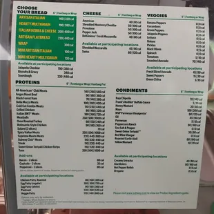 menu