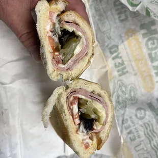 Bread and ham sandwich