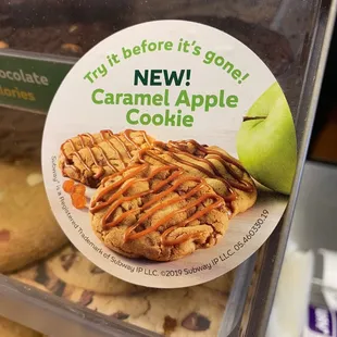 a sticker of caramel apple cookies