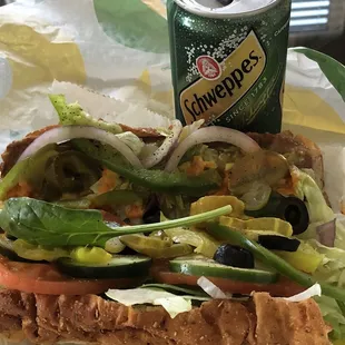 Veggie Patty on Italian Herb &amp; Cheese bread!