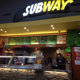 the inside of a subway restaurant