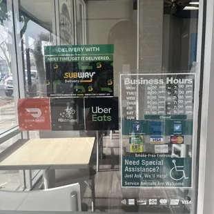 Hours of operation as per their outdoor sticker.