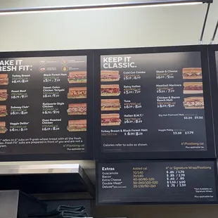a menu for a sandwich shop