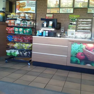 a view of a food counter in a subway
