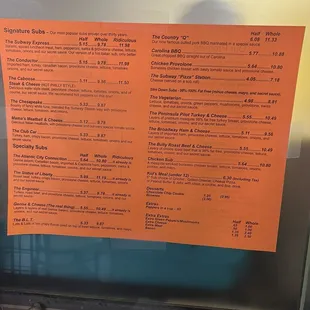 menu