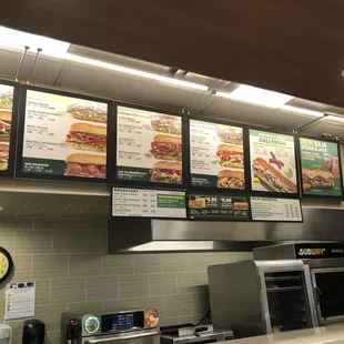 the menus of a fast food restaurant