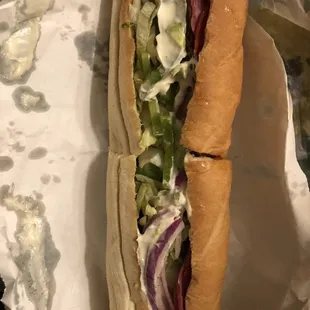 Sandwich was good after we wiped half the Mayo off.