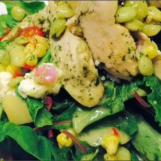 Succotash Roasted Chicken and Kale Salad