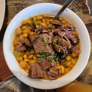 Succotash and smoked brisket