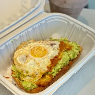 AVO Toast w/egg &amp; Adobo sauce - excellent!