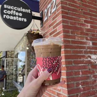 Outside + iced latte