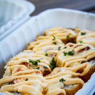 ows a container of food