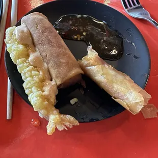 Tempura shrimp, egg roll and lumpia