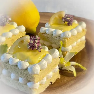 Lemon Fairy Cakes: Vanilla Bean Chiffon layered with Meyer Lemon Cream and Swiss Meringue Buttercream