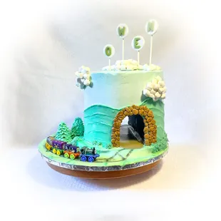 Why not have a happy little rain tunnel through our coconut and banana cream cake?