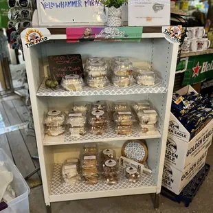 a display of baked goods