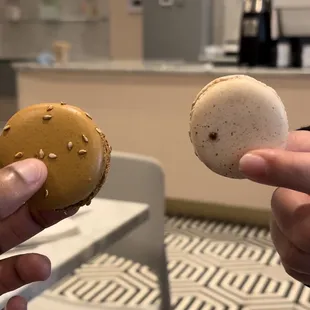 Salted Caramel and Cafe au Lait macarons