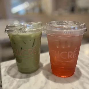 Strawberry Iced Matcha and Strawberry Italian Soda