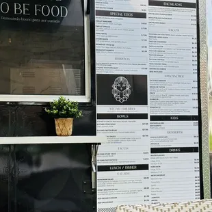 Menu on truck
