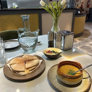 Baba ganoush w/pita and lentil soup