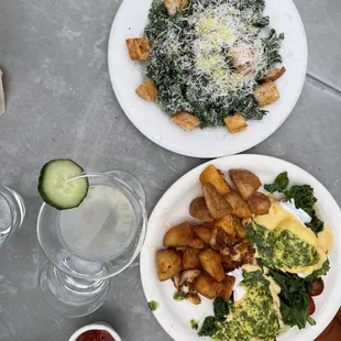 Kale salad and East Cliff Benedict